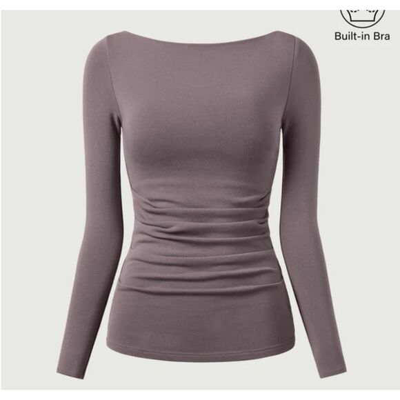 OGL Tops - OGL Mid Thermal Boatneck Tucks Brami Top NWT faded Purple S